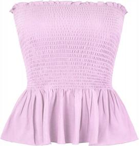 img 4 attached to Women'S Strapless Ruffle Hem Pleated Peplum Crop Top By Arjungo