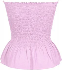 img 3 attached to Women'S Strapless Ruffle Hem Pleated Peplum Crop Top By Arjungo