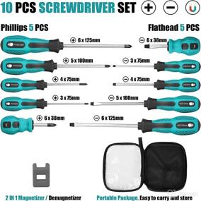 img 3 attached to 🔧 VHEONET Magnetic Screwdriver Set - 10 PCS, 5 Phillips and 5 Flat Head Precision Screwdriver - Professional Cushion Grip and Non-Slip - Repair, Home Improvement, Craft - Green