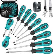 🔧 vheonet magnetic screwdriver set - 10 pcs, 5 phillips and 5 flat head precision screwdriver - professional cushion grip and non-slip - repair, home improvement, craft - green логотип