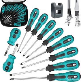 img 4 attached to 🔧 VHEONET Magnetic Screwdriver Set - 10 PCS, 5 Phillips and 5 Flat Head Precision Screwdriver - Professional Cushion Grip and Non-Slip - Repair, Home Improvement, Craft - Green