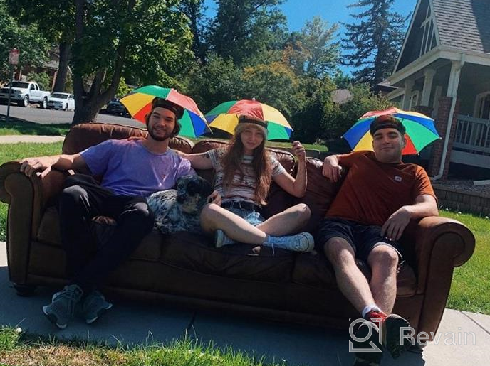 img 1 attached to Umbrella Hat - Colorful Party Hats - 20 Inch, Hands Free, Funny Rainbow Colorful Beach Party Hats review by Jon Cherian