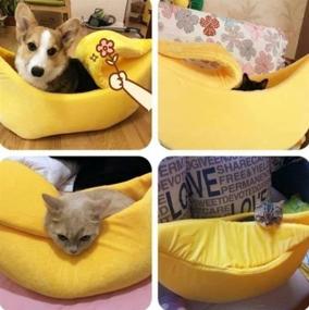 img 2 attached to 🍌 Cuteness Overload: GUAGLL Cute Banana Cat Bed for Small Cats, Dogs & Rabbits - Pet Bed Soft Cat Cuddle Bed