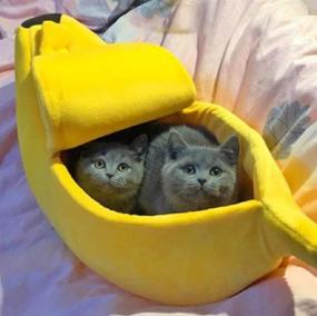 img 3 attached to 🍌 Cuteness Overload: GUAGLL Cute Banana Cat Bed for Small Cats, Dogs & Rabbits - Pet Bed Soft Cat Cuddle Bed