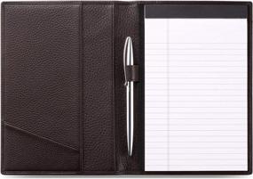 img 4 attached to Stylish Leather Junior Padfolio For Professionals: Italian Calfskin Notebook Folder With Pen Loop In Pebbled Coffee Color