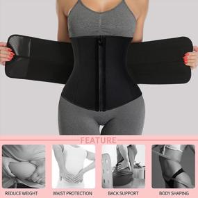 img 2 attached to Women'S Neoprene Sauna Waist Trainer Corset Sweat Belt For Weight Loss Compression Cincher Band Workout Fitness Back Support