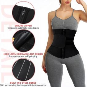 img 3 attached to Women'S Neoprene Sauna Waist Trainer Corset Sweat Belt For Weight Loss Compression Cincher Band Workout Fitness Back Support