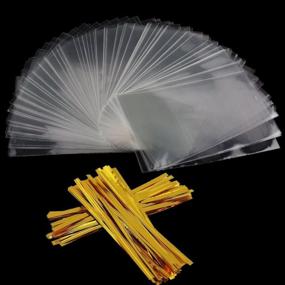 img 3 attached to 🍬 Clear Treat Bags 100 PCS - Cellophane Candy Bags with 100 PCS Metallic Twist Ties - Perfect for Kids Birthdays, Candy, Popcorn, Gifts, and Cookies (4'' x 6'')