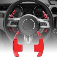 🔴 voodonala red steering wheel shift paddle shifter trim cover for ford mustang 2015+ - set of 2 pieces logo