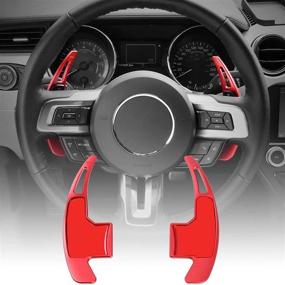 img 4 attached to 🔴 Voodonala Red Steering Wheel Shift Paddle Shifter Trim Cover for Ford Mustang 2015+ - Set of 2 Pieces