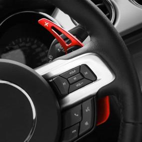 img 2 attached to 🔴 Voodonala Red Steering Wheel Shift Paddle Shifter Trim Cover for Ford Mustang 2015+ - Set of 2 Pieces