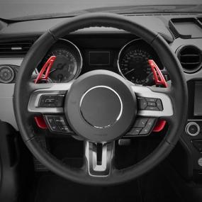 img 3 attached to 🔴 Voodonala Red Steering Wheel Shift Paddle Shifter Trim Cover for Ford Mustang 2015+ - Set of 2 Pieces