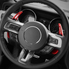 img 1 attached to 🔴 Voodonala Red Steering Wheel Shift Paddle Shifter Trim Cover for Ford Mustang 2015+ - Set of 2 Pieces