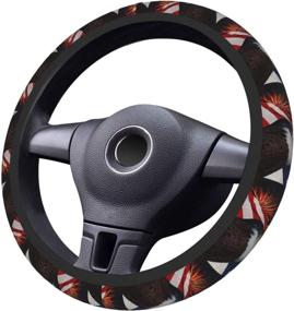 img 1 attached to 🦅 Auto Steering Wheel Cover Protector, Durable and Anti-Slip, Universal Fit 15 inch - Bald Eagle American Flag Design