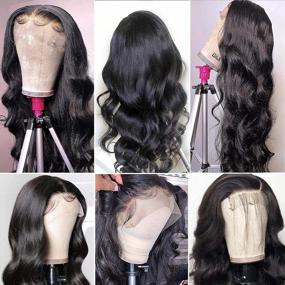 img 3 attached to Body Wave Brazilian Virgin Hair Lace Front Wigs - 13X4 HD Transparent Lace Front Wigs For Black Women With Pre-Plucked Hairline And Baby Hairs, 150% Density, 22 Inch Length