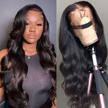 body wave brazilian virgin hair lace front wigs - 13x4 hd transparent lace front wigs for black women with pre-plucked hairline and baby hairs, 150% density, 22 inch length logo
