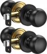 round matte black door knob lock set for interior bedroom, bathroom & closet doors (ticonn passage, 2 pack) logo