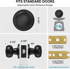 img 2 attached to Round Matte Black Door Knob Lock Set For Interior Bedroom, Bathroom & Closet Doors (TICONN Passage, 2 Pack)