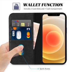 img 2 attached to TUCCH Wallet Case For IPhone 12 Pro/IPhone 12 5G, PU Leather Flip Folio Cover With Card Slot, Stand Book Design [Shockproof TPU Interior Case] Compatible With IPhone 12/12 Pro 6.1-Inch, Grey & Black