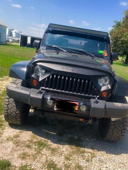 img 1 attached to Matte Black Topfire Upgraded Front Grill For Jeep Wrangler Rubicon Sahara Sport JK/JKU 2007-2018 With Logo review by Richard Cummings