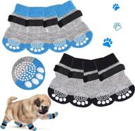 🐾 expawlorer double-sided anti-slip dog socks with adjustable straps - set of 4 breathable pet paw protectors for indoor hardwood floors, enhanced traction control, ideal for small dogs logo