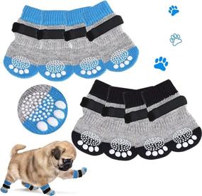 img 4 attached to 🐾 EXPAWLORER Double-Sided Anti-Slip Dog Socks with Adjustable Straps - Set of 4 Breathable Pet Paw Protectors for Indoor Hardwood Floors, Enhanced Traction Control, Ideal for Small Dogs