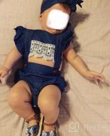 img 1 attached to Denim Romper Sunsuit For Baby Girls With Ruffle Sleeves And Shorts: Short-Sleeved Jumpsuit With Distressed Detailing By Calsunbaby review by Charles Parente