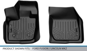 img 1 attached to Custom Fit 1st Row Floor Mats Set - Black - for 2017-2020 Ford Fusion & Lincoln MKZ - SMARTLINER