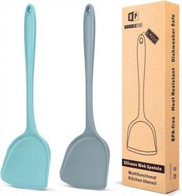 img 4 attached to Set Of 2 Heat Resistant Silicone Wok Spatulas For Non-Stick Cooking, Ideal For Frying, Flipping, And Turning In The Kitchen
