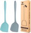 set of 2 heat resistant silicone wok spatulas for non-stick cooking, ideal for frying, flipping, and turning in the kitchen logo