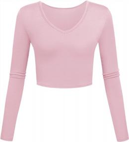 img 4 attached to Women'S V Neck Long Sleeve Slim Fit Crop Top Sexy Base Layer Shirt By KLOTHO