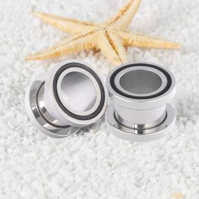 img 2 attached to Stylish Qmcandy Ear Tunnels: 8/12Pcs 8G-1 Inch Stainless Steel Single Row CZ Gem Screw Fit Piercing