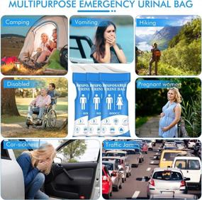 img 3 attached to 800ML Disposable Urinal Bag For Travel, Emergency Portable Pee And Vomit Bags (12 PCS) By DIBBATU - Unisex Urinal Toilet Bag Suitable For Camping, Traffic Jams, Pregnant Women, Patients & Kids
