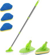 🧽 tenzda scrub cleaning brush: 37'' long handle, extendable tub and tile scrubber with stiff bristle and 3 sponge brushes – perfect for cleaning bathroom shower, bathtub, glass, tile, and floors logo