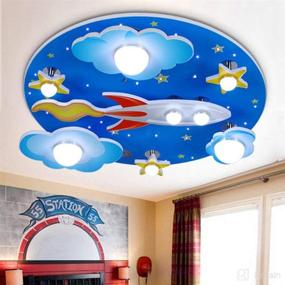 img 4 attached to LAKIQ Kids Room LED Ceiling Lights - Creative Cartoon Cloud Plane Star Flush Mount Light Fixture for Boys Girls Children's Room - Ceiling Light Fixture for Kids Bedroom (Style B)