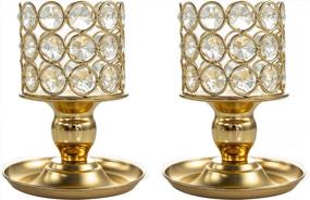 img 4 attached to Add Glamour To Your Home With VINCIGANT Mini Gold Crystal Candle Holders - Perfect For Weddings And Dinning Table Centerpieces