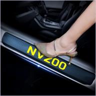 4pcs car door sill scuff plate cover for nissan nv200 - welcome pedal protection carbon fiber sticker threshold door entry guard - yellow decorative логотип