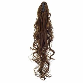 img 1 attached to 24-Inch Synthetic Drawstring Curly Ponytail Hairpiece Messy Claw Clip Extensions - Light Brown (12#)