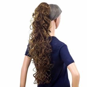 img 2 attached to 24-Inch Synthetic Drawstring Curly Ponytail Hairpiece Messy Claw Clip Extensions - Light Brown (12#)