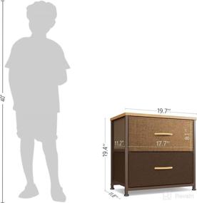 img 2 attached to 🍫 CubiCubi Dresser Nightstand: Small Kids Bedroom Fabric Tall Dresser with 2 Drawer Storage Tower Organizer Unit - Steel Frame Wood Top - Chocolate