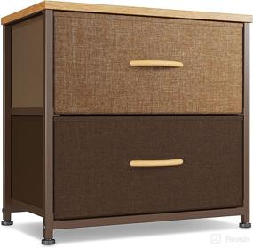 img 4 attached to 🍫 CubiCubi Dresser Nightstand: Small Kids Bedroom Fabric Tall Dresser with 2 Drawer Storage Tower Organizer Unit - Steel Frame Wood Top - Chocolate