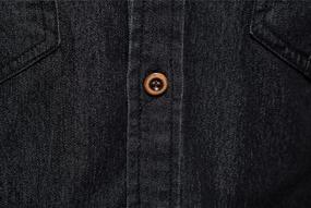 img 1 attached to Мужская приталенная джинсовая рубашка на пуговицах с нагрудными карманами — повседневная и стильная для любого случая от Utcoco