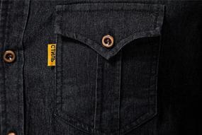 img 2 attached to Мужская приталенная джинсовая рубашка на пуговицах с нагрудными карманами — повседневная и стильная для любого случая от Utcoco