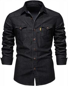 img 4 attached to Men'S Slim Fit Button Down Denim Shirt With Chest Pockets - Casual And Stylish For Any Occasion By Utcoco