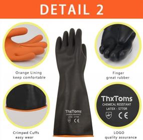 img 2 attached to Ultimate Protection: ThxToms Heavy Duty Latex Gloves Resist Strong Acid, Alkali And Oil - 18", 1 Pair