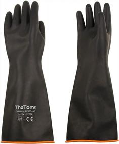 img 4 attached to Ultimate Protection: ThxToms Heavy Duty Latex Gloves Resist Strong Acid, Alkali And Oil - 18", 1 Pair
