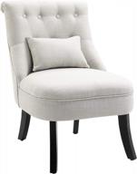 homcom маленькое кресло с акцентом на пуговицах кресло для отдыха со средней спинкой с мягкой тканью, ножками из массива дерева и опорной подушкой, бежевый логотип