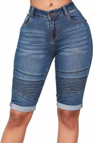 img 1 attached to Womens High Waist Distressed Denim Shorts With Ripped Holes By Olrain