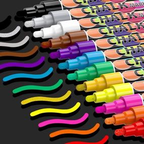 img 4 attached to 6Mm Reversible Tip Neon Chalk Markers, 12 Assorted Colors Wet Erasable For Black Board Signs, Car Window Mirror Glass Non-Porous Surface - Liquid Chalkboard Marker Pens