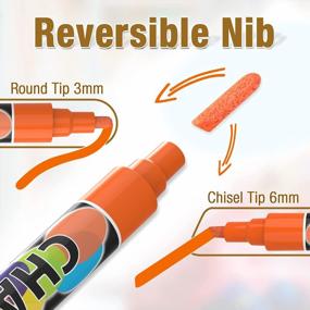 img 3 attached to 6Mm Reversible Tip Neon Chalk Markers, 12 Assorted Colors Wet Erasable For Black Board Signs, Car Window Mirror Glass Non-Porous Surface - Liquid Chalkboard Marker Pens